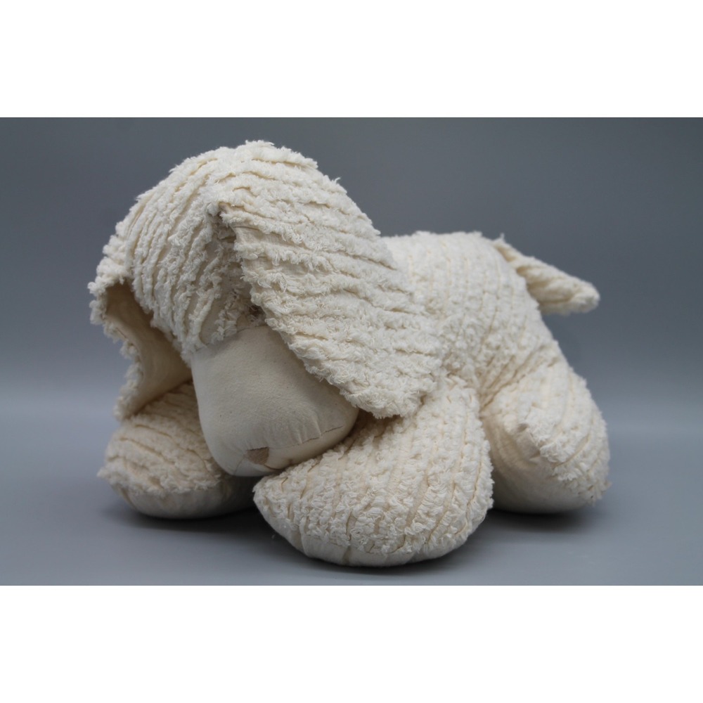 Cream Chenille Dog Plush Stuffed Animal Floppy Ears 100% Cotton Fabric 7"